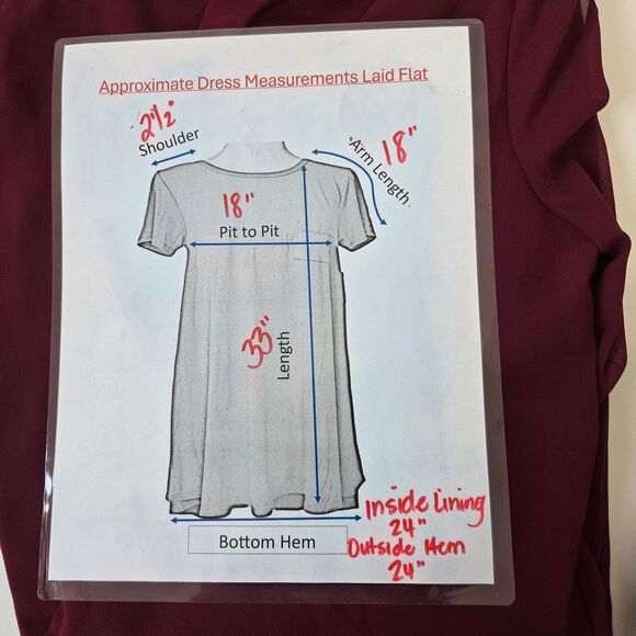 Lulus Burgundy V-Neck Shift Dress Small Sheer Sleeves Lined - Picture 11 of 13